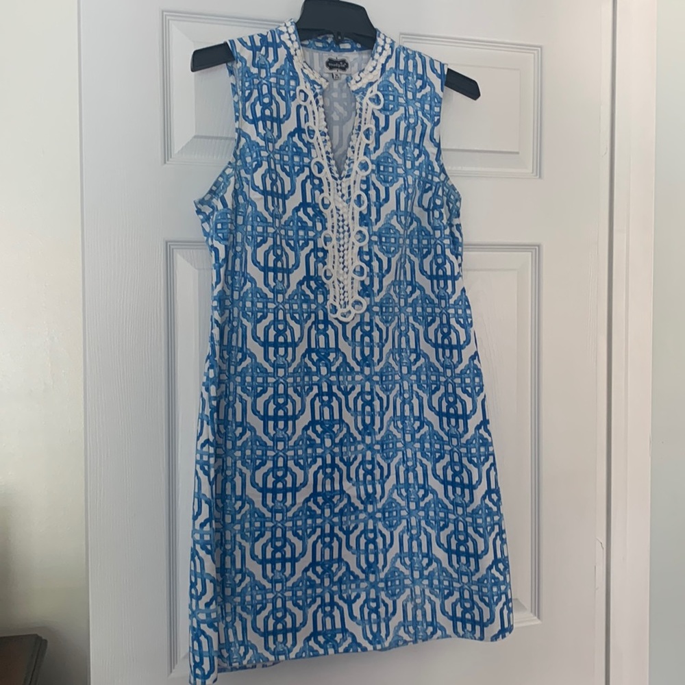 Mud Pie Blue and White Tunic Dress